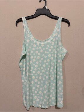 No Boundaries Mint Green Daisy Print Tank Top